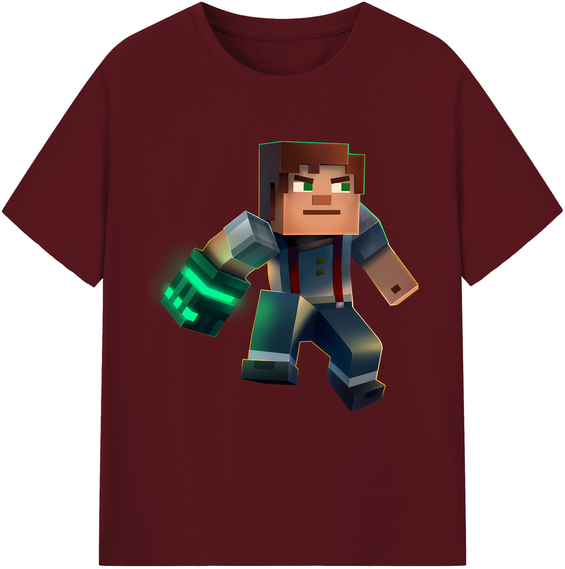 （画像用） マインクラフト ブロックの世界 Minecraft MC Block world 綿100％半袖Tシャツ（フロントプリント）